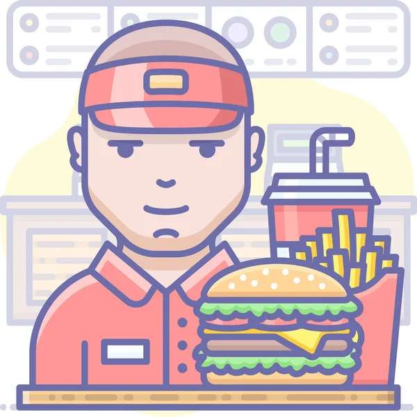 Burger Fast Food Ikona Restauracji Wysyłka Dostawa Spełnienie Kategorii — Wektor stockowy
