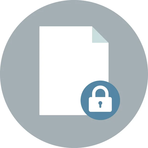 Document File Lock Icon Flat Style — Stock Vector