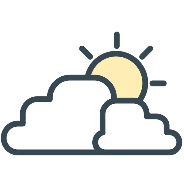 Nuvola Nuvoloso Icona Previsione Stile Contorno Riempito — Vettoriale Stock