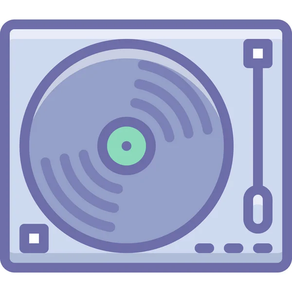 Tocadiscos Analógicos Icono Vynil Estilo Contorno Lleno — Vector de stock