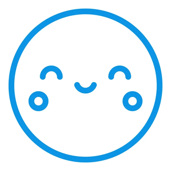 Emoji Kawaii Sonrisa Icono Estilo Contorno Lleno — Vector de stock