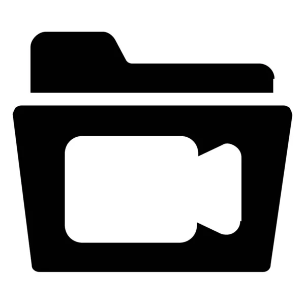 Ikona Wideo Folderu Kamery Stylu Solid — Wektor stockowy