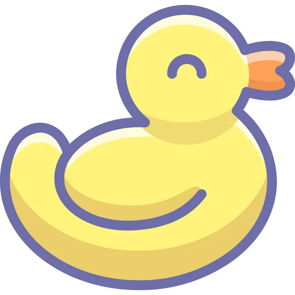 Baby Bath Duck Icon Filled Outline Style — Stock Vector