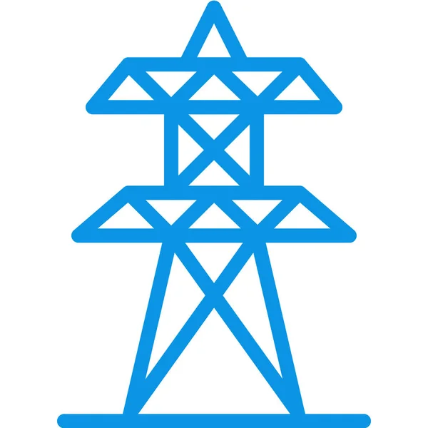 Πύργος Ηλεκτρικής Ενέργειας Πλήρωση Εικονίδιο Περίγραμμα Στυλ Γεμισμένο Περίγραμμα — Διανυσματικό Αρχείο