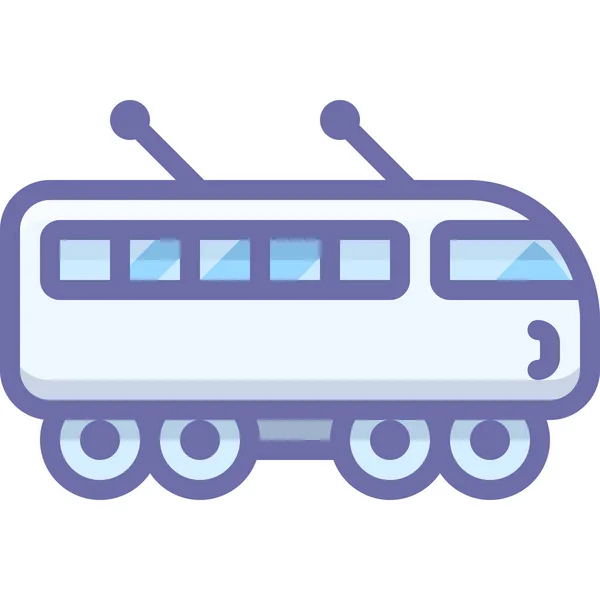 Icono Del Tren Suburbano Eléctrico Estilo Contorno Lleno — Vector de stock