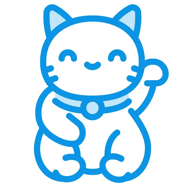 Katt Maneki Neko Ikon Fylld Kontur Stil — Stock vektor