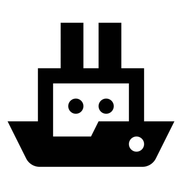 Ship Steamboat Steamship Icon Solid Style — Stock Vector