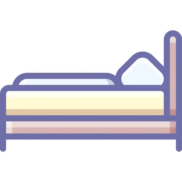 Кровать Одноместный Номер Значок Заполненном Стиле Контура — стоковый вектор