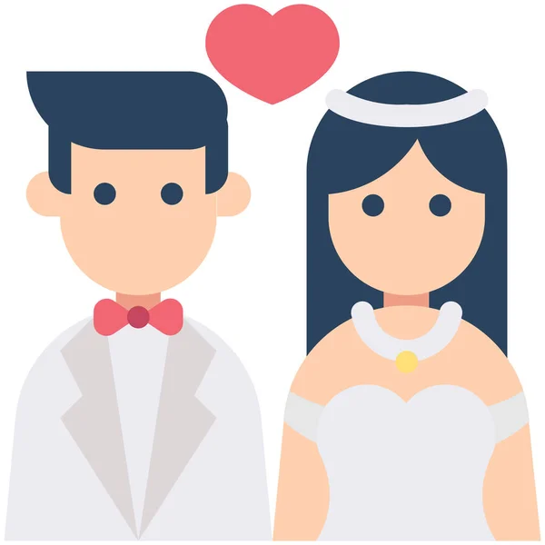 Bride Couple Groom Icon Love Romance Category — Stock Vector