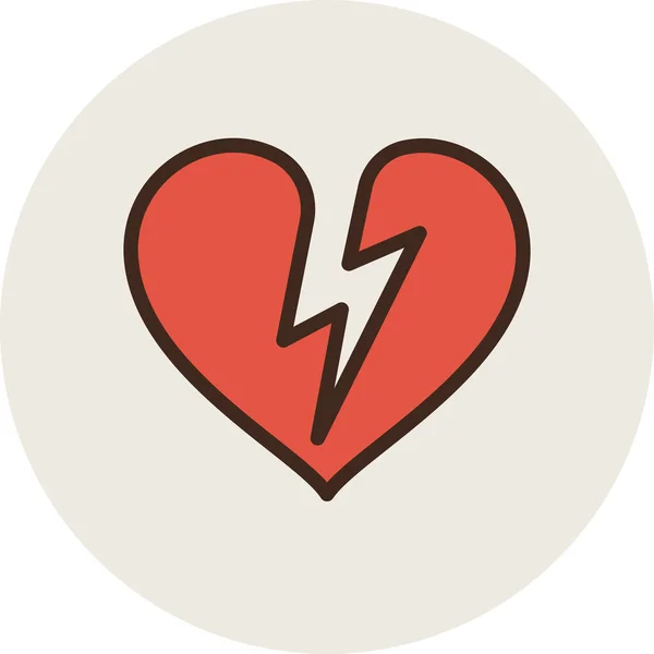 Ataque Roto Icono Del Corazón Estilo Contorno Lleno — Archivo Imágenes Vectoriales