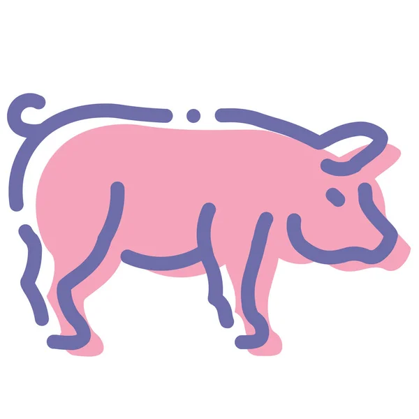 Tłuszcz Tłusta Świnia Ikona Stylu Wypełnione Zarys — Wektor stockowy