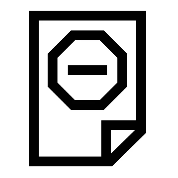 Ban Stop File Icon Outline Style — Vetor de Stock