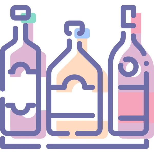 Icono Las Botellas Barra Alchohol Estilo Contorno Lleno — Vector de stock