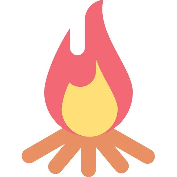 Feu Camp Icône Flamme Dans Nature Plein Air Catégorie Aventure — Image vectorielle