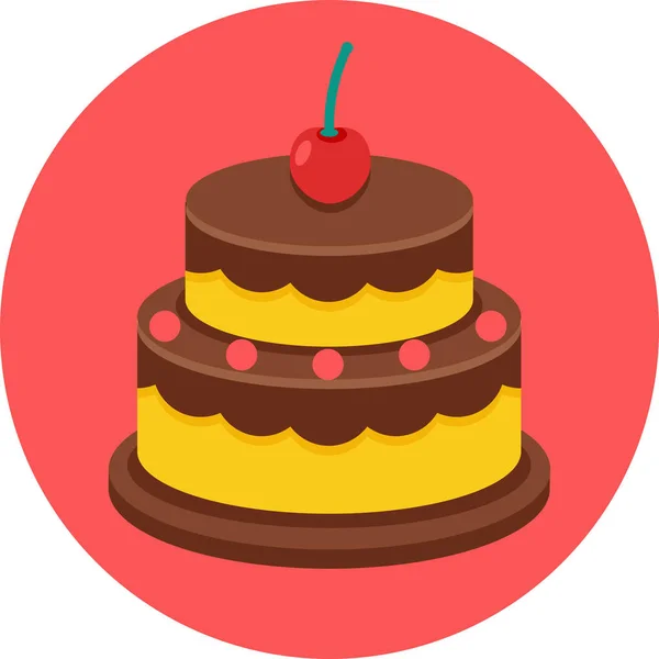 Gâteau Dessert Icône Nourriture Dans Style Plat — Image vectorielle