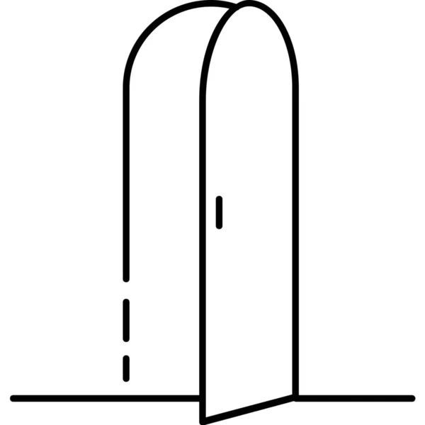 Meubles Porte Icône Ouverte Dans Style Contour — Image vectorielle