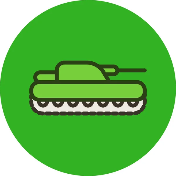 Askeri Tank Araç Simgesi Doldurulmuş Ana Hat Biçiminde — Stok Vektör