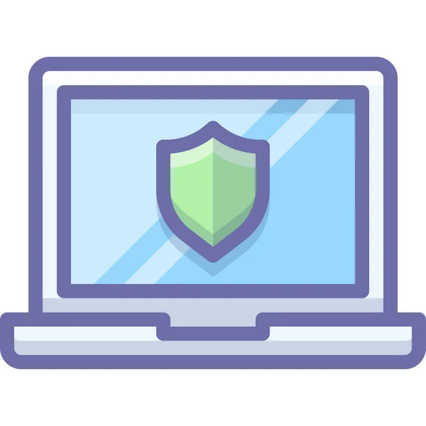 Icono Escudo Seguridad Portátil Estilo Contorno Lleno — Vector de stock