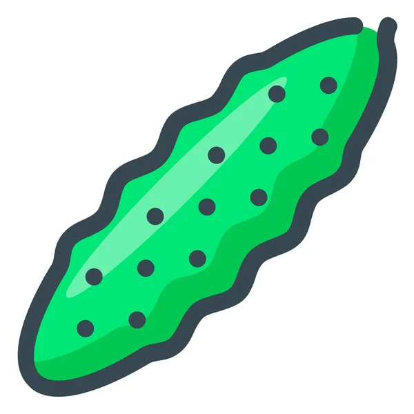 Pepino Alimento Vegetal Icono Estilo Contorno Relleno — Vector de stock