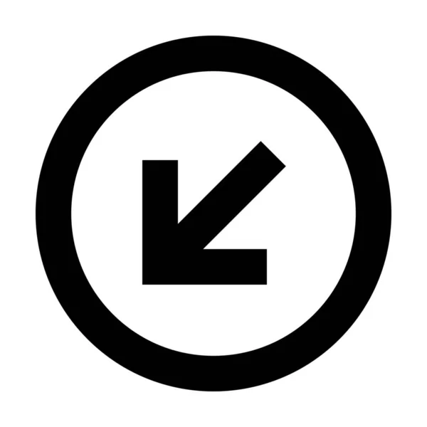 Šipka Dolů Vlevo Kruhová Ikona Pevném Stylu — Stockový vektor