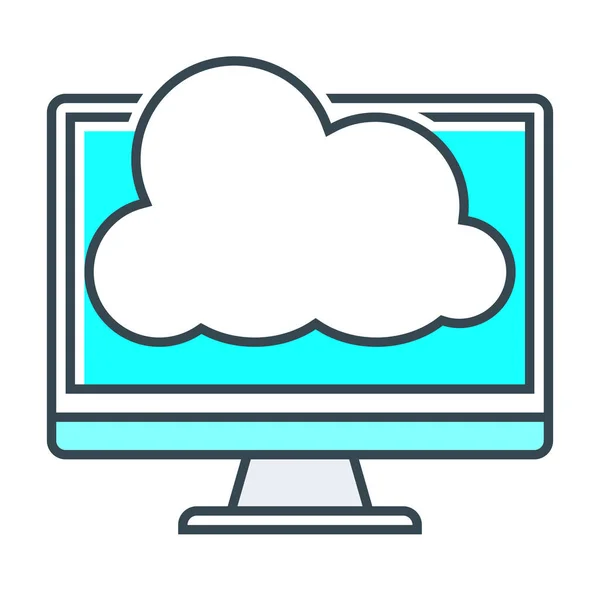 Cloud Computing Icône Nuageuse Dans Style Contour Rempli — Image vectorielle