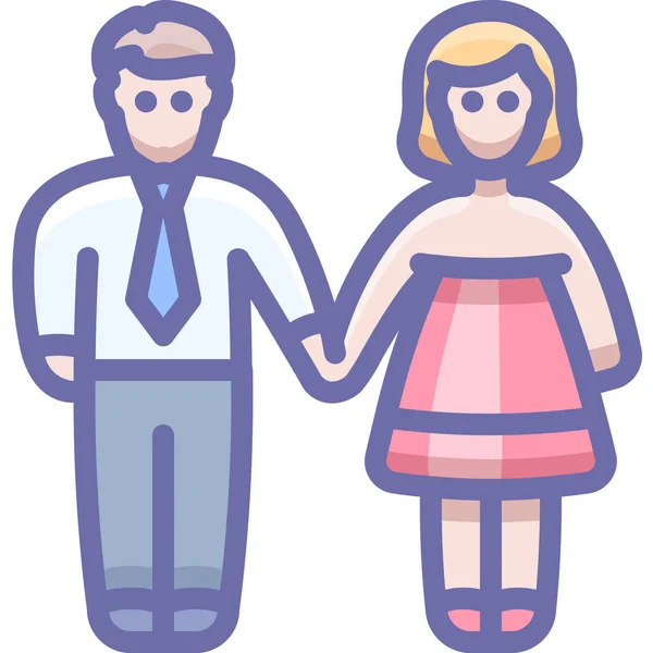 Couple Family Man Icon Filled Outline Style — Stock Vector