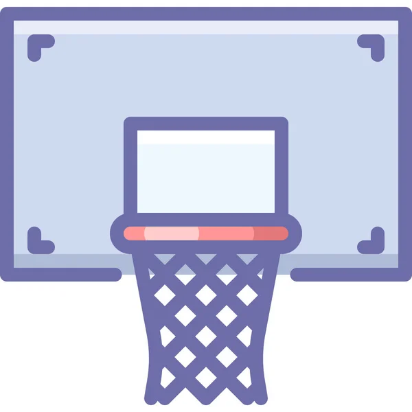 Basket Ball Sport Panier Icône Dans Style Contour Rempli — Image vectorielle
