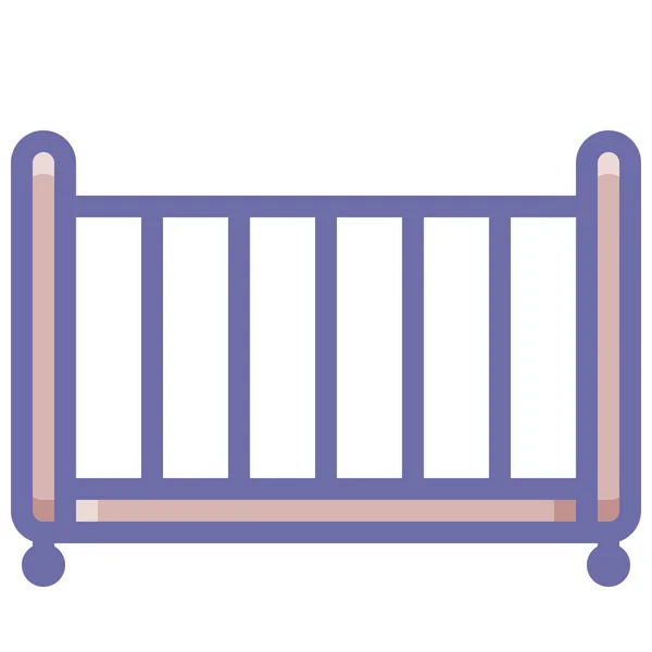 Kinderbett Krippe Symbol Stil Ausgefüllter Konturen — Stockvektor