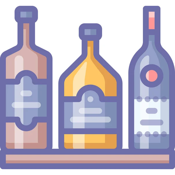 Bar Botellas Icono Whisky Estilo Contorno Lleno — Vector de stock