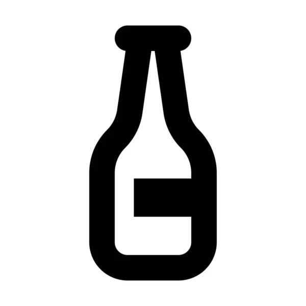 Bottiglia Birra Bevanda Icona Stile Solido — Vettoriale Stock