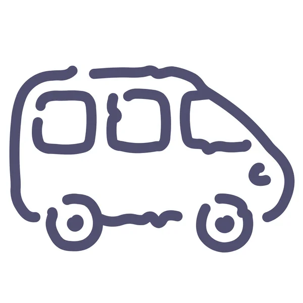 Ikon Transportasi Mobil Minivan Dalam Gaya Outline - Stok Vektor