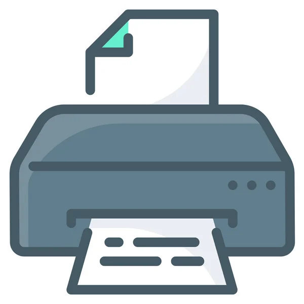 Icono Impresora Impresión Electrónica Estilo Contorno Lleno — Vector de stock