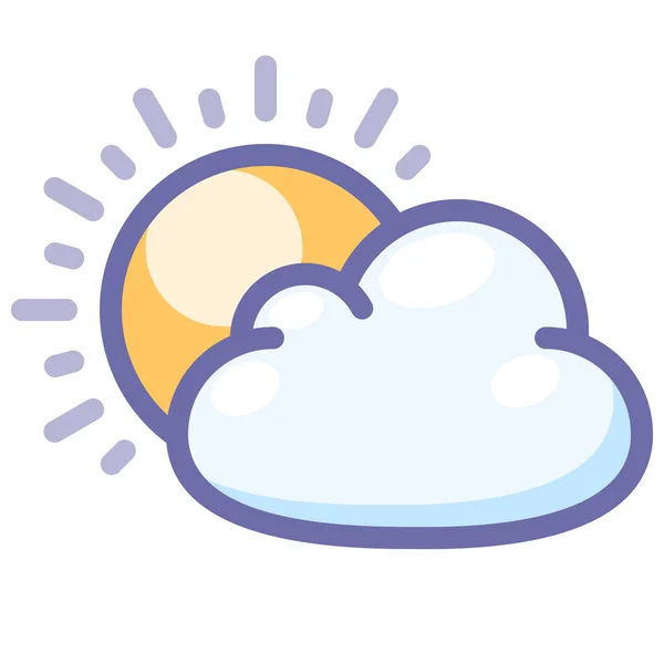 Nubes Sol Tiempo Icono Estilo Contorno Lleno — Vector de stock