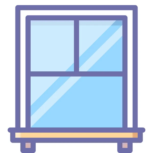 Window Filled Outline Furniture Home Decorations Icon Filled Outline Style - Stok Vektor