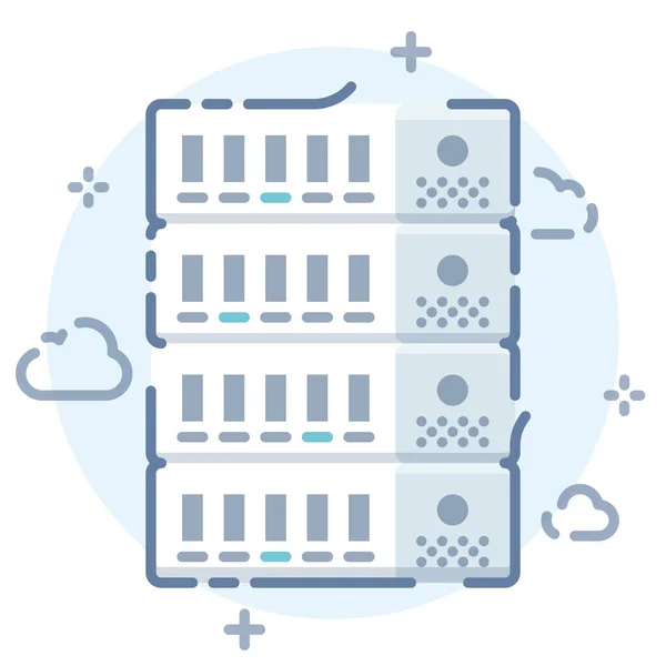 Ikona Serveru Cloud Hosting Stylu Vyplněného Osnovy — Stockový vektor
