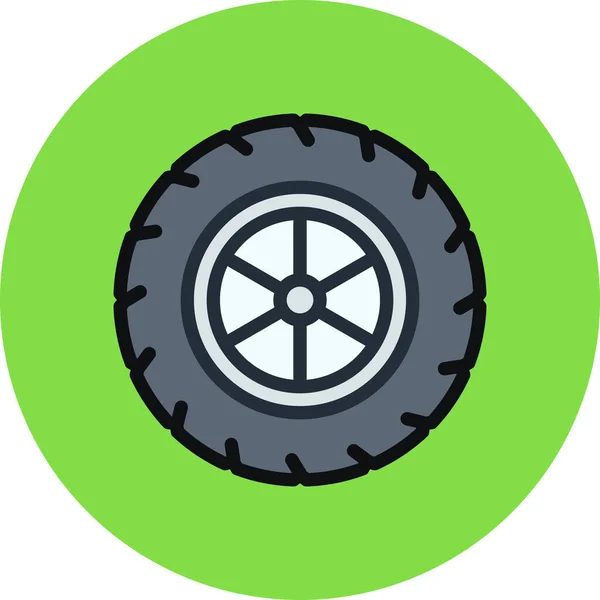 Icono Neumático Coche Estilo Contorno Lleno — Vector de stock