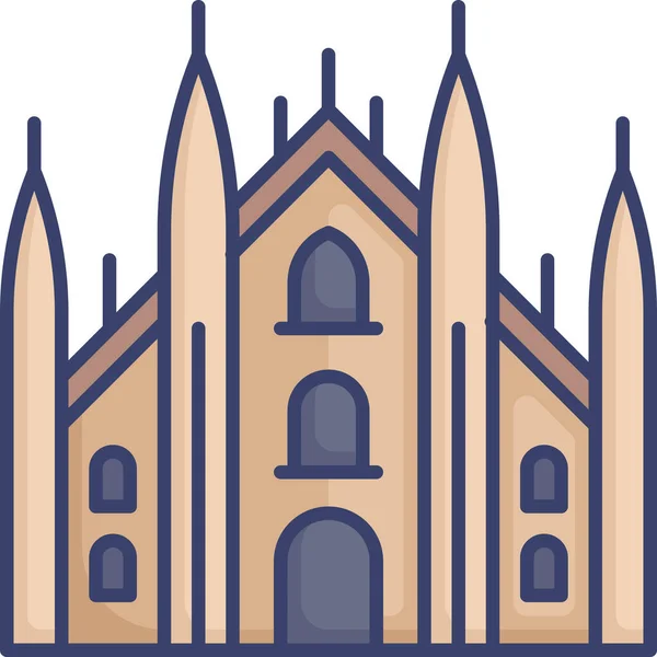 Edificio Iglesia Icono Histórico — Archivo Imágenes Vectoriales
