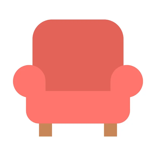 Armchair Chair Furniture Icon Flat Style — Stock Vector