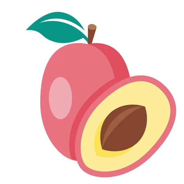 Food Fruit Plum Icon Flat Style — Stock Vector