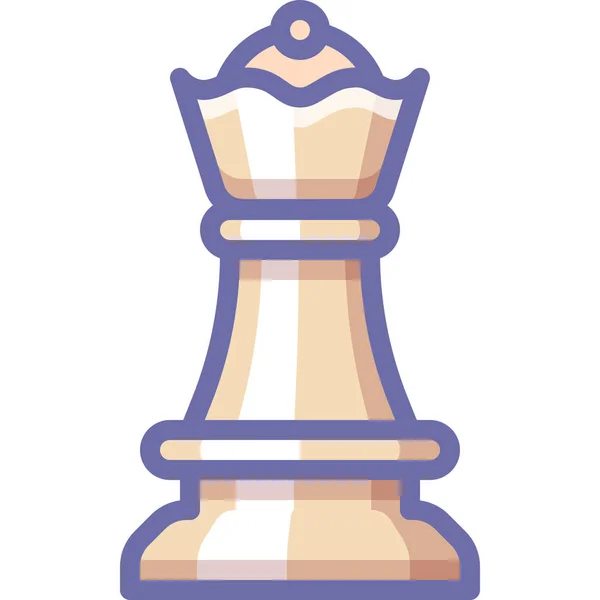 Schachfigur Königin Ikone Stil Ausgefüllter Umrisse — Stockvektor