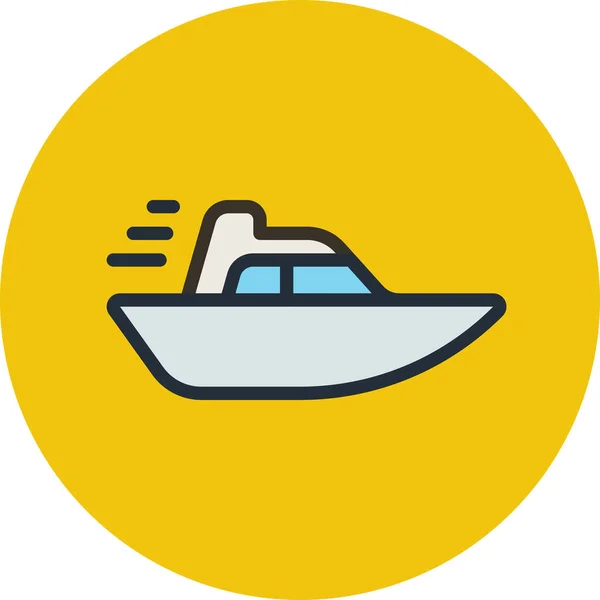 Boot Jacht Cruise Icoon Gevulde Omtrek Stijl — Stockvector