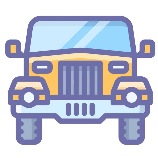 Voiture Jeep Safari Icône Dans Style Contour Rempli — Image vectorielle