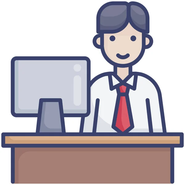 Business Computer Desk Icon — Stock Vector