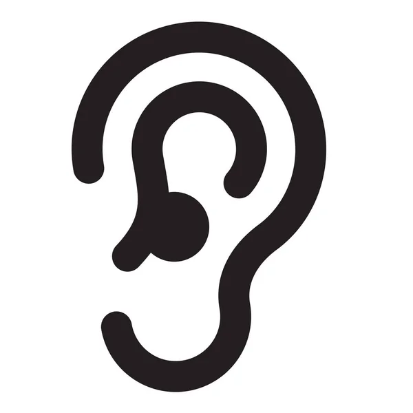 Listen Ear Audio Icon Solid Style — Stock Vector