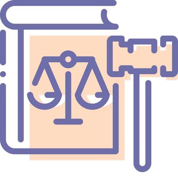 Libro Tribunal Justicia Icono Estilo Contorno Lleno — Vector de stock