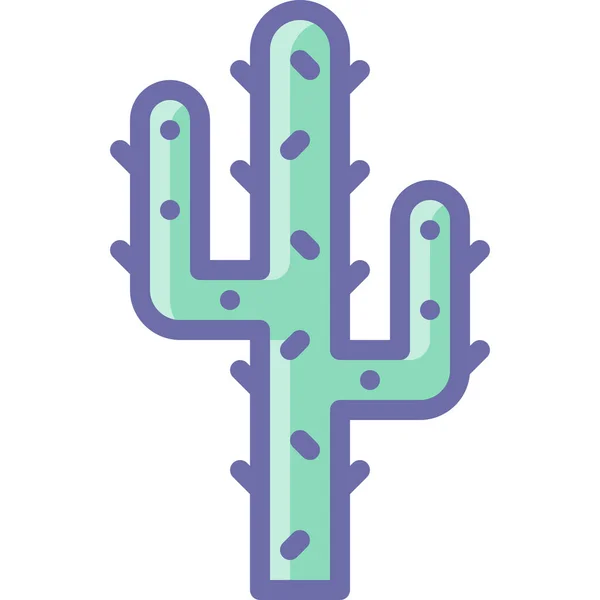 Désert Cactus Icône Contour Rempli Dans Style Contour Rempli — Image vectorielle