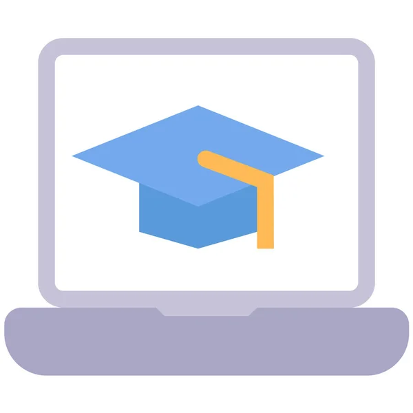 Zakrytí Počítače Ikona Absolventa Kategorii Vzdělávání Škola Vzdělávání — Stockový vektor