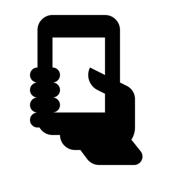 Smartphone Mano Icono Sólido Estilo Sólido — Vector de stock