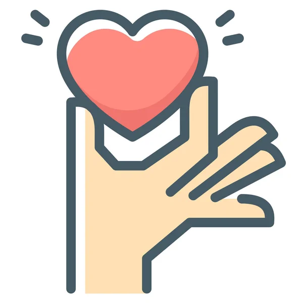 Καρδιά Αγάπη Εθελοντής Εικονίδιο Γεμάτο Στυλ Περίγραμμα — Διανυσματικό Αρχείο