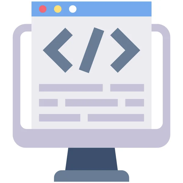 Kódování Ikony Monitoru Počítače Kategorii Vývoj Design Webu — Stockový vektor